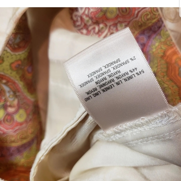 Anthropologie Elevenses Pants Womens Size 10 Wide Leg Cream Plaid Linen - Picture 14 of 14